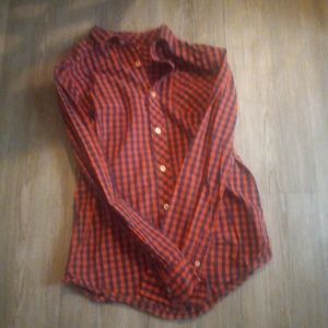Arizona Jean Co Plaid Red And Black  100% Cotton Youth Shirt Size XL 18/20